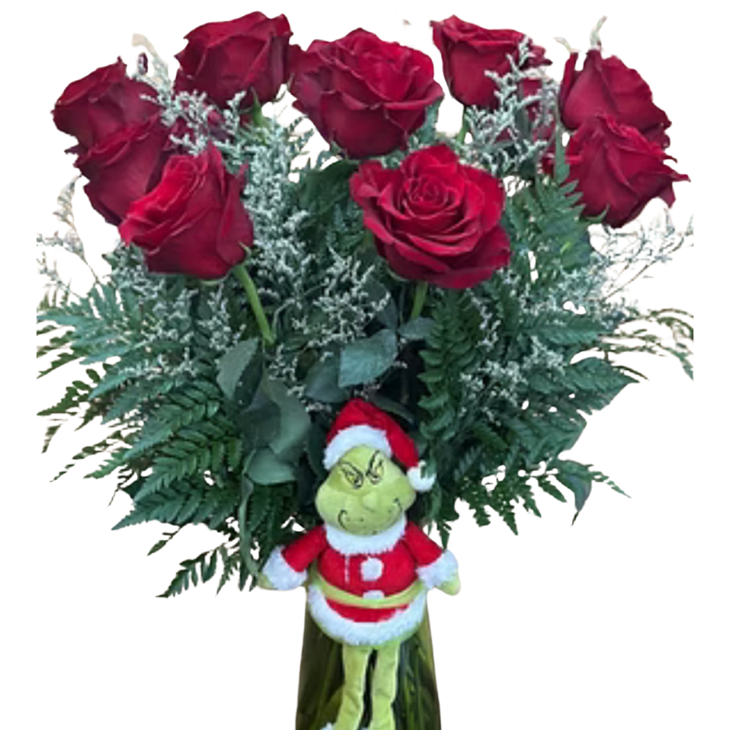 Grinch's Festive Rose Arrangement
